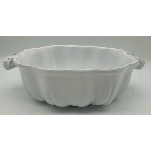 Sur La Table Bowl Embossed Pumpkin White Double Handled Serving 9" - Picture 1 of 9
